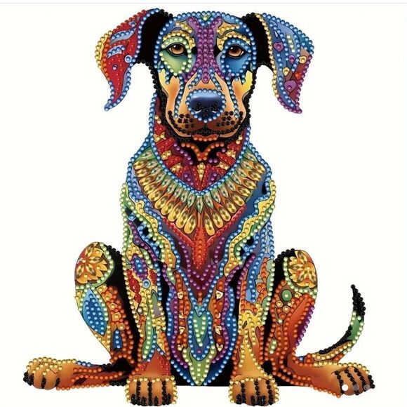 Diamond painting kit,  dog, measures 30 x 30 cm - Picture 1 of 5